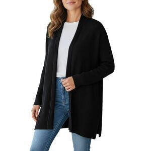 Dana Buchman Open Front Sweater Shirt Size S Black Long Sleeve # 7A